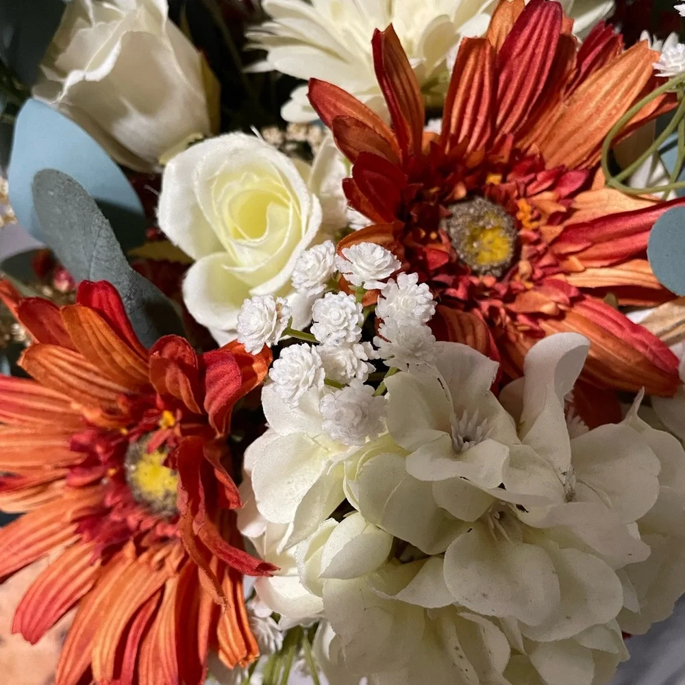 Vibrant Handmade Floral Arrangement in Green Vase